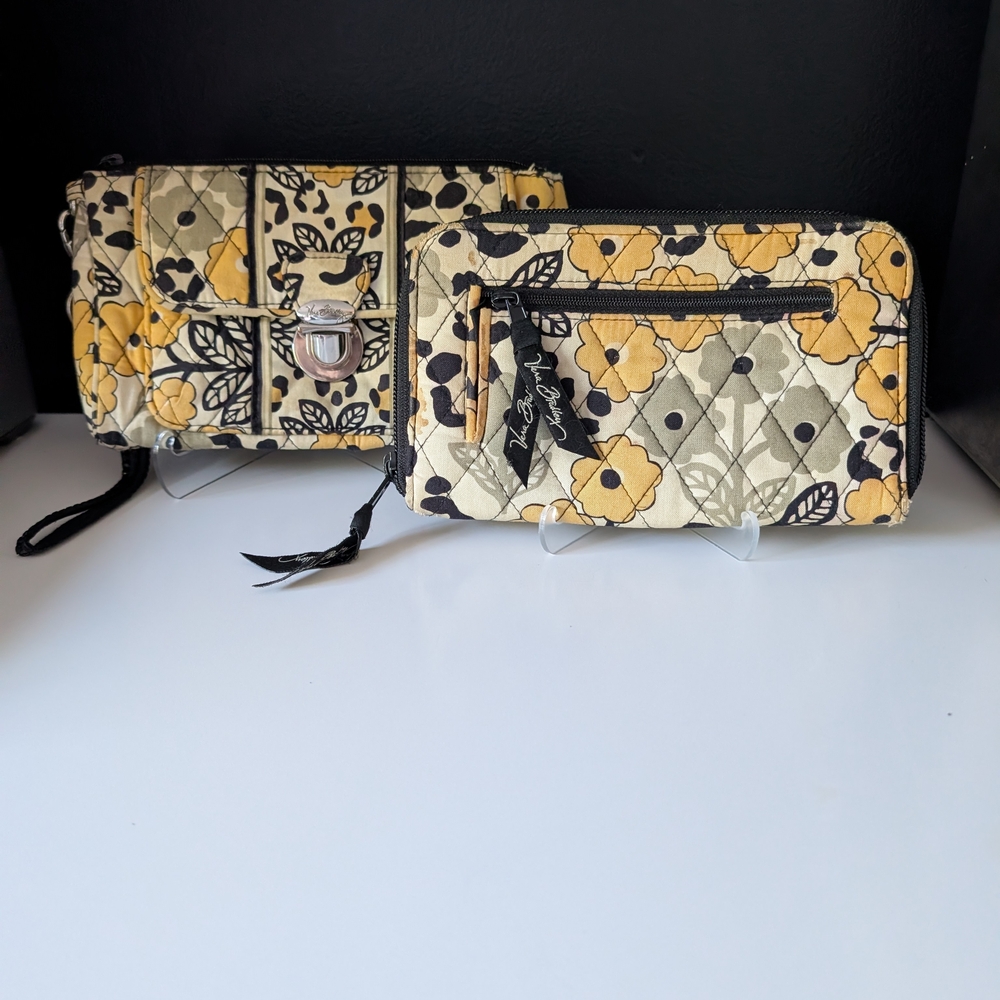 Vera Bradley Yellow and Black Floral Quilted Bag Set